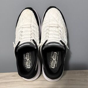 Skechers Men's Quilted White and Black Slip-Ins Sneakers